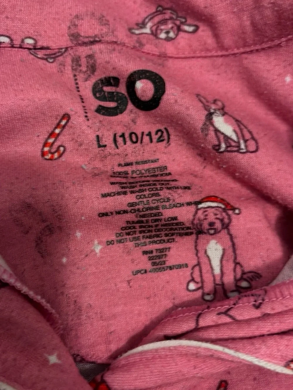 SO Pink Holiday Dog Print Pajama Top